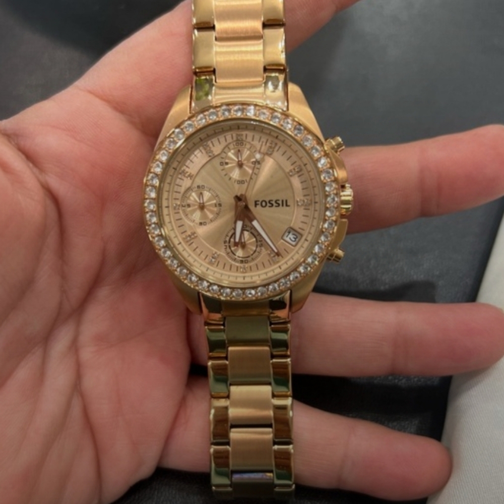 Fossil Rose Gold Women's Watch with Crystal Accents